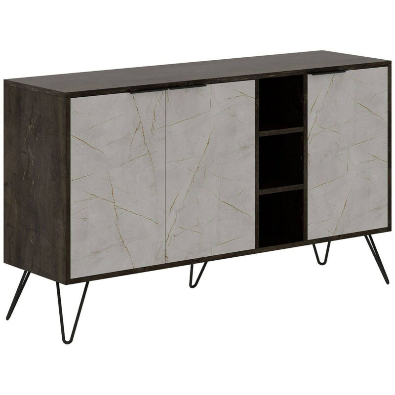 foto del prodotto credenza ashlesha, buffet da soggiorno, madia da salotto, dispensa da cucina, 142x36 h83 cm, marrone e azzurro dmora