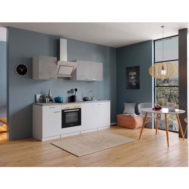 foto del prodotto cucina blocco cucina blocco cucina cucina componibile cemento bianco malia 210 cm respecta
