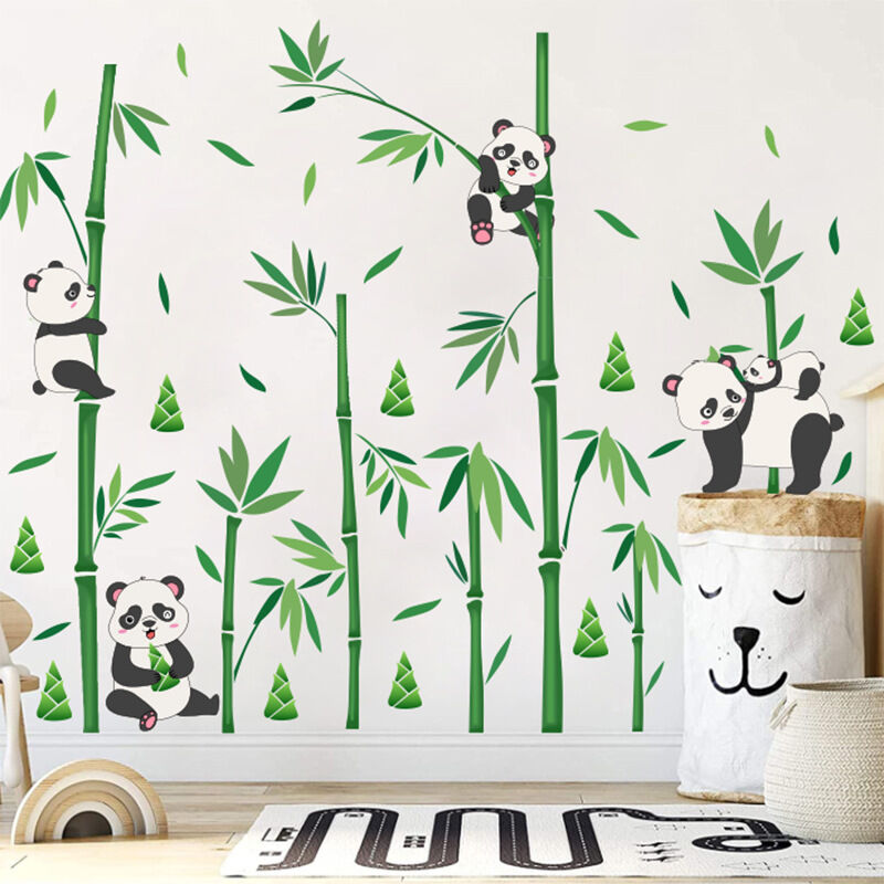 foto del prodotto sollbry adesivi murali per bambini, adesivi murali panda, adesivi murali animali della foresta di bamb , adesivi decorativi per cameretta bambini,
