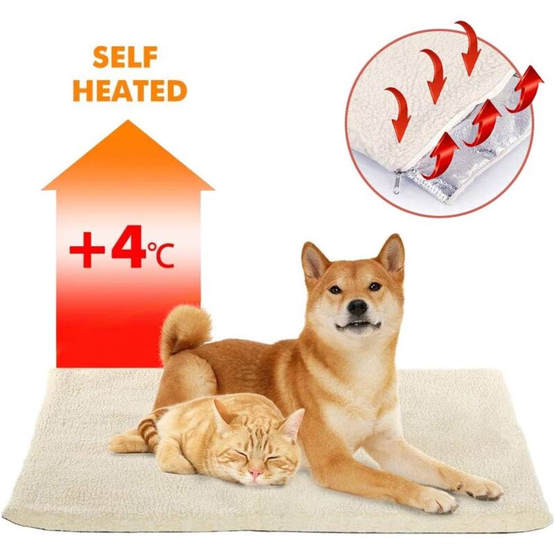 foto del prodotto materasso per cani cuscino autoriscaldante per cani e gatti, coperta termica riscaldante senza elettricit e batterie 64x49 cm 