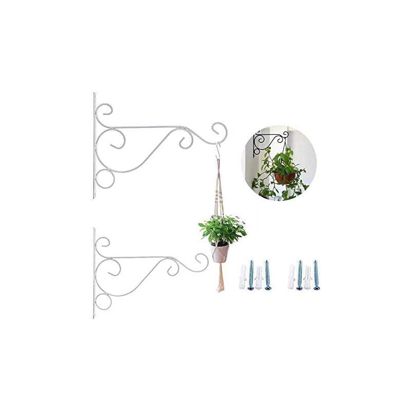 foto del prodotto gancio per lanterna da 25 cm, portavasi decorativo da parete in ferro, con viti nere, per mangiatoie per uccelli, lanterne, campanelli eolici set da