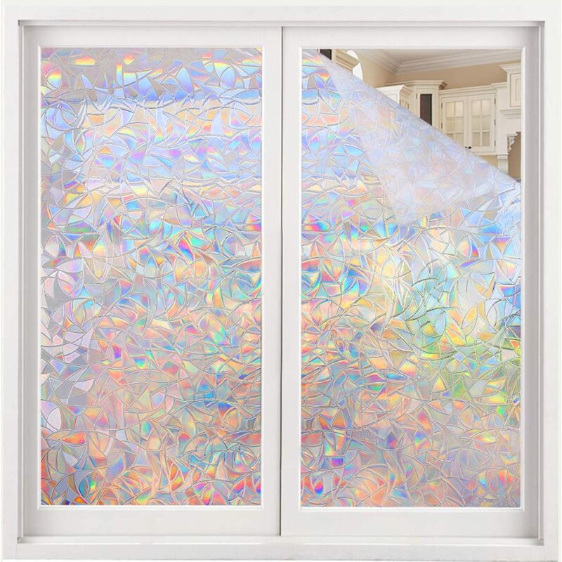 foto del prodotto pellicola per finestre, autoadesiva, opaca, pellicola protettiva, pellicola per finestre 3d per finestre, 45 x 100 cm, protezione dalla privacy,