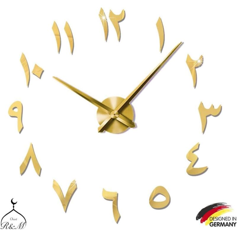 foto del prodotto orologio da parete 3d arabo fai da te muto regalo per la casa soggiorno, ufficio, casa 2 anni di garanzia oro 