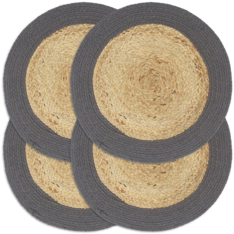 foto del prodotto hommoo tovagliette 4 pz naturale e antracite 38 cm in juta e cotone vd02714