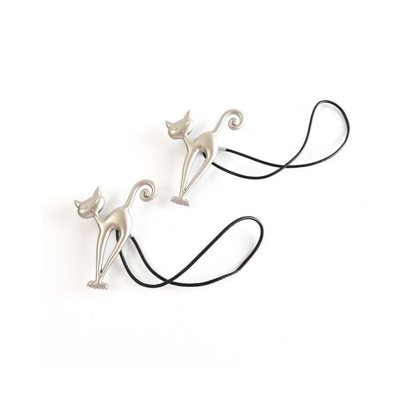 foto del prodotto 2 pezzi fermatende magnetici per tende, supporto magnetico per tende, fibbia per tende, bellissimo motivo a gatto, clip per tende, accessori per