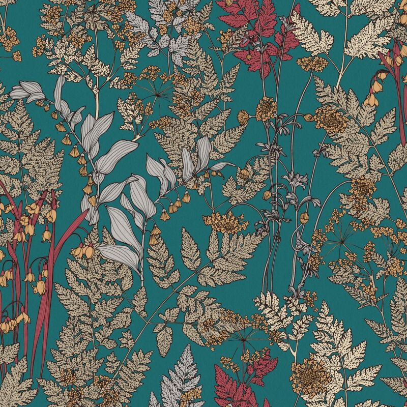 foto del prodotto profhome carta da parati floreale 377515 carta da parati tnt liscia con motivo floreale opaca blu beige giallo rosso 5,33 m2