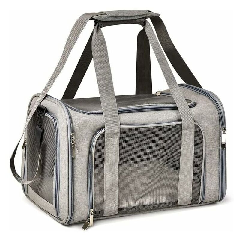 foto del prodotto borsa da trasporto per gatti e cani ymyny pieghevole, per animali domestici, traspirante l, grigio 