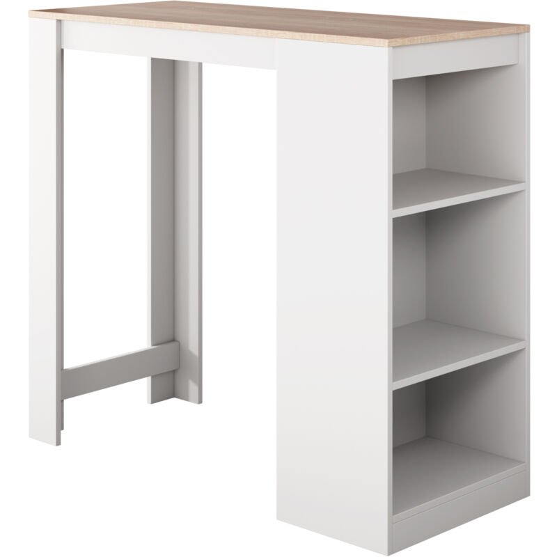 foto del prodotto tavolo alto 110x103x50cm piano d appoggio modello kyra bianco e sonoma