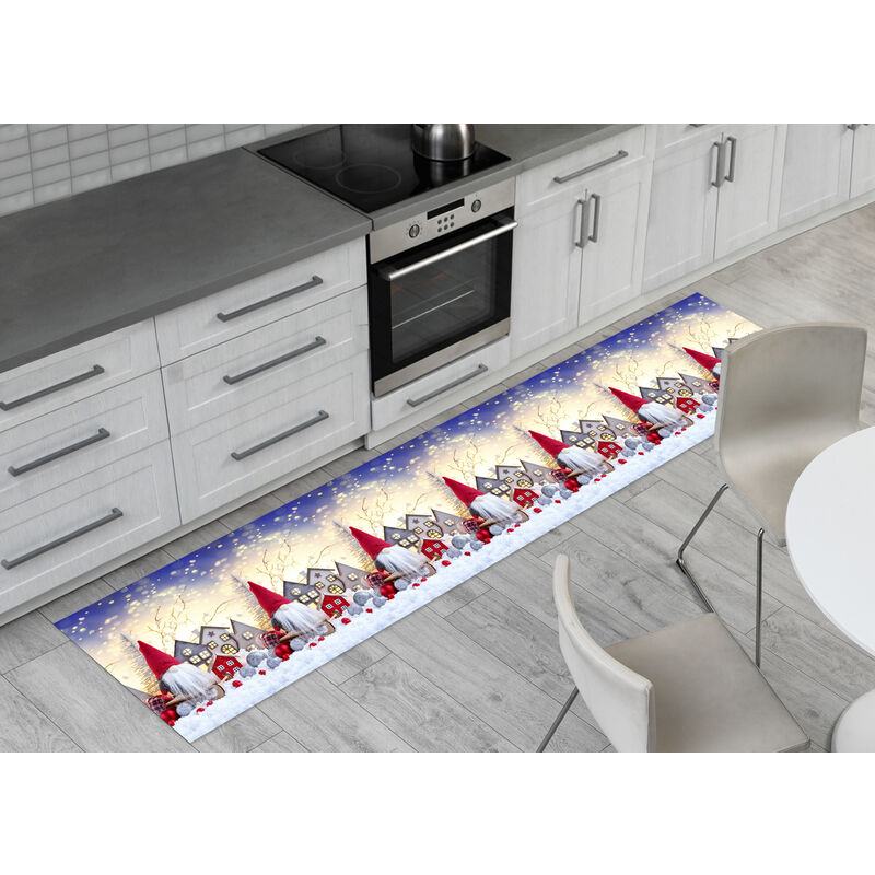 foto del prodotto tappeto passatoia cucina antiscivolo sottolavello digitale natale snow house, misura52x50coloresnow house