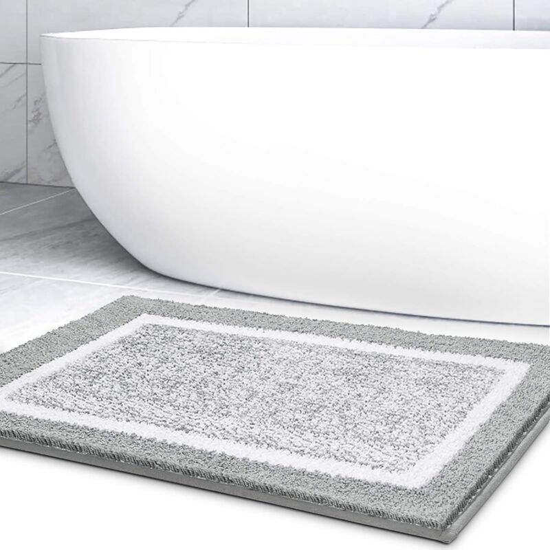 foto del prodotto tappetino da bagno antiscivolo 40x60 cm, lavabile in lavatrice, assorbente, morbido per il bagno grigio