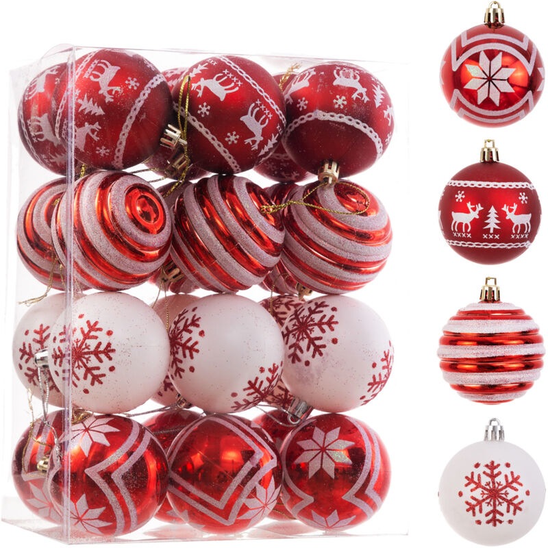 foto del prodotto sollbry 24 decorazioni natalizie, ornamenti natalizi, decorazioni sospese, palline natalizie, ciondoli a forma di pallina natalizia, palline