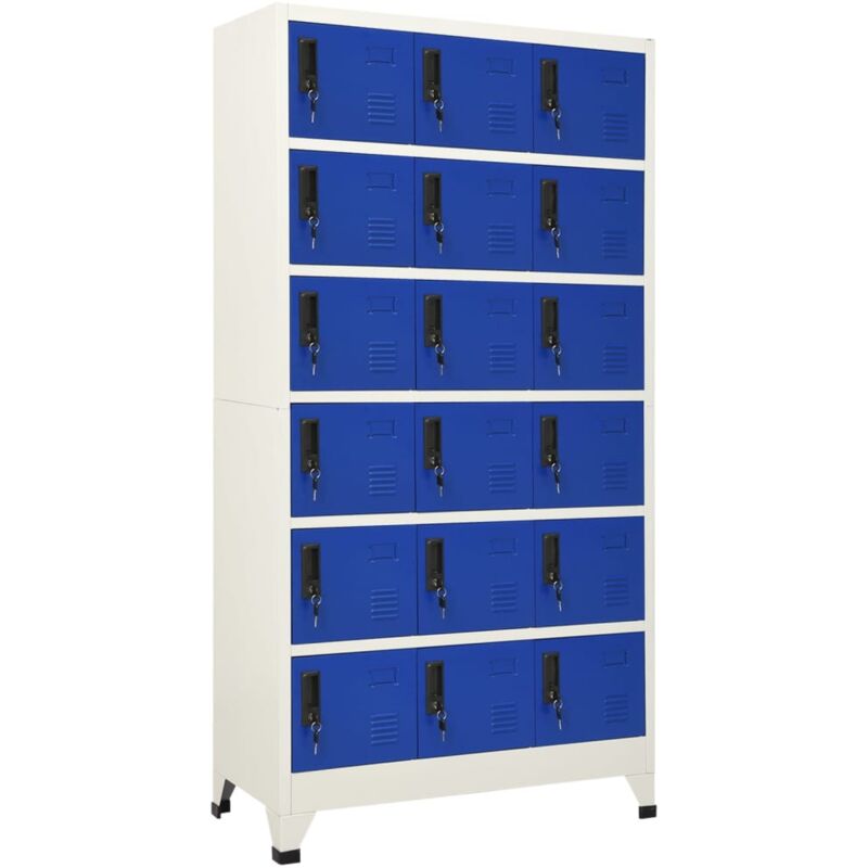 foto del prodotto vidaxl armadietto con serratura grigio e blu 90x40x180 cm acciaio