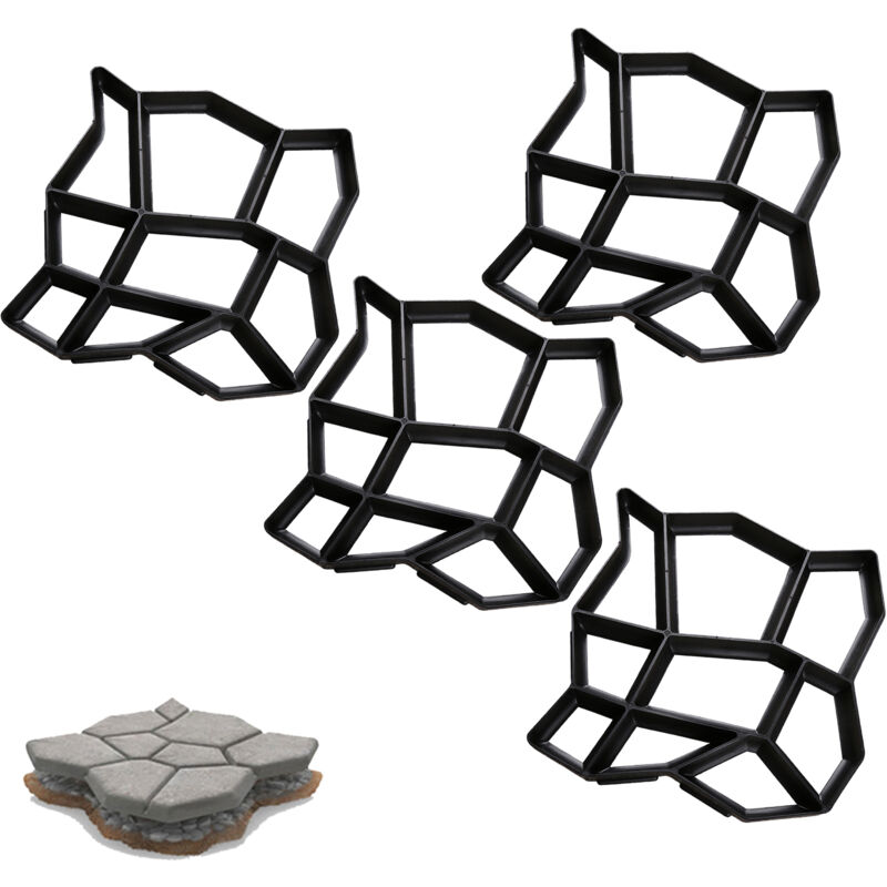 foto del prodotto swanew 4 pezzi stampi per cemento 43x43x4cm, lastre di pavimentazione, fattoria, giardino, giardino, decorazione del giardino, sentiero, fai da te,