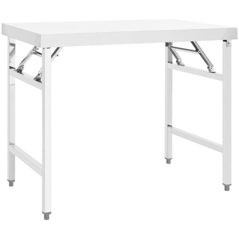 foto del prodotto vidaxl tavolo da lavoro cucina pieghevole 100x60x80 cm in acciaio inox