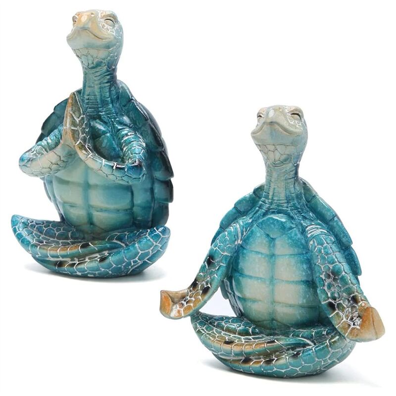 foto del prodotto decorazioni statuette tartaruga marina per lo yoga,2 pezzi di yoga la meditazione, statuetta in meditazione da giardino