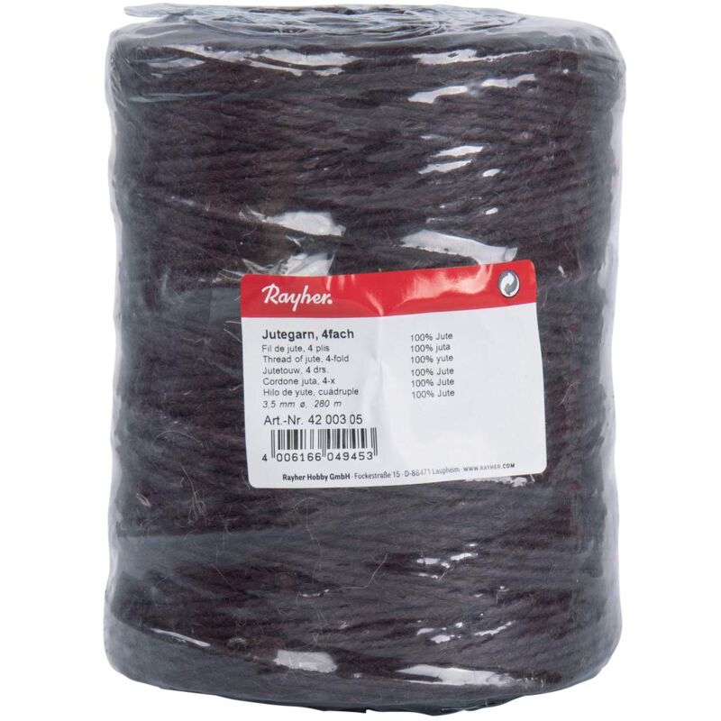 foto del prodotto 4200305 cordone iuta, 3 x 3.5 mm , rocchetto 280 m, cordoncino decoro per lavori creativi, marrone scuro rayher