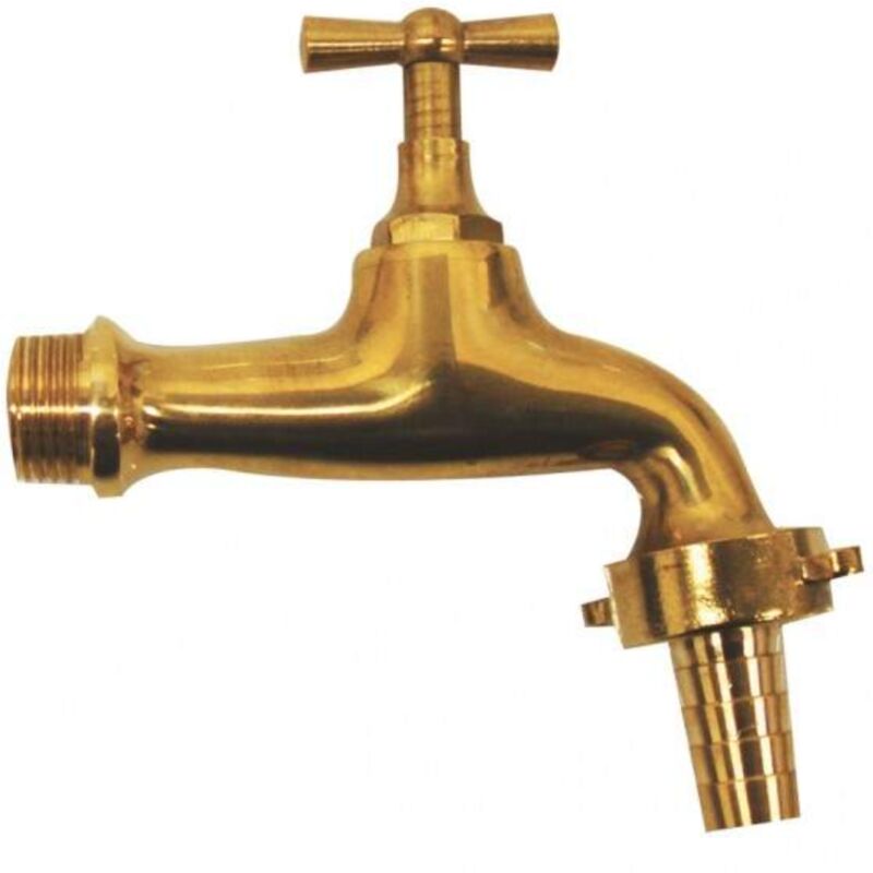 foto del prodotto 4335115 rubinetto da esterno in ottone per giardino, attacco maschio 1 2 con leva a farfalla e portagomma 3 4 15 19 mm , finitura in bronzo lucido