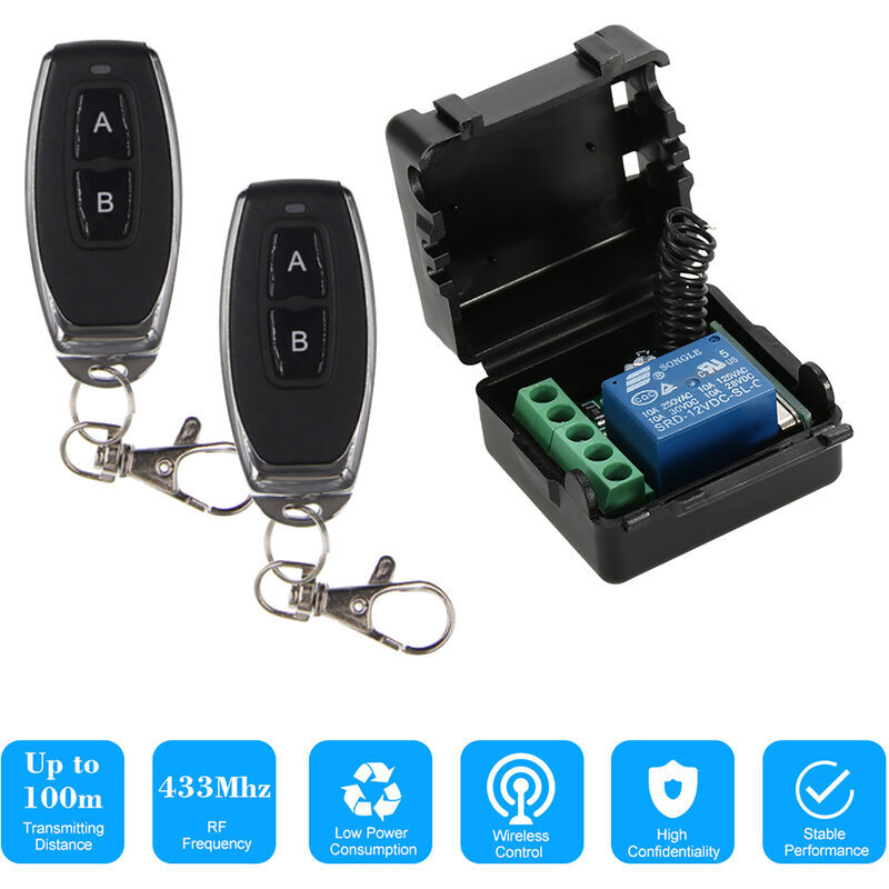 foto del prodotto 433mhz d12v 1ch wireless remote switch, with rf transmitter remote controls, 2pcs