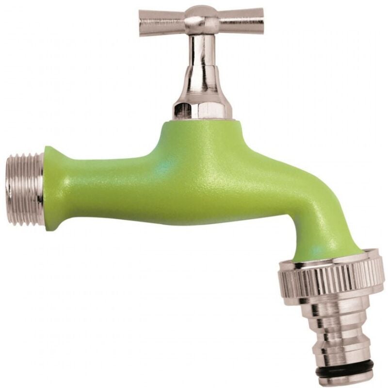 foto del prodotto 435320 rubinetto giardino colorato 1 2 x 3 4 rubinetto fontana giardino in ottone, rubinetto per esterno con portagomma a innesto rapido colore