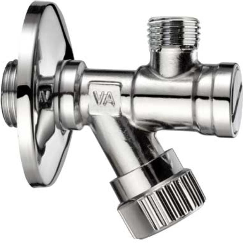 foto del prodotto 4372019 rubinetto sottolavabo a squadra in ottone con filtro 3 8 e valvola di chiusura 1 2 3 8 per lavabo bagno, bidet e cucina, finitura cromata