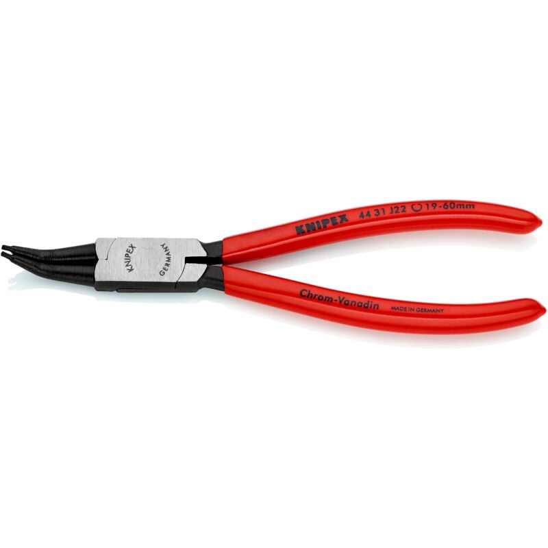 foto del prodotto 44 31 j22 pinza per anelli di sicurezza per anelli di sicurezza interni a fori angolazione a 45 rivestiti in resina sintetica bonderizzata nera 180