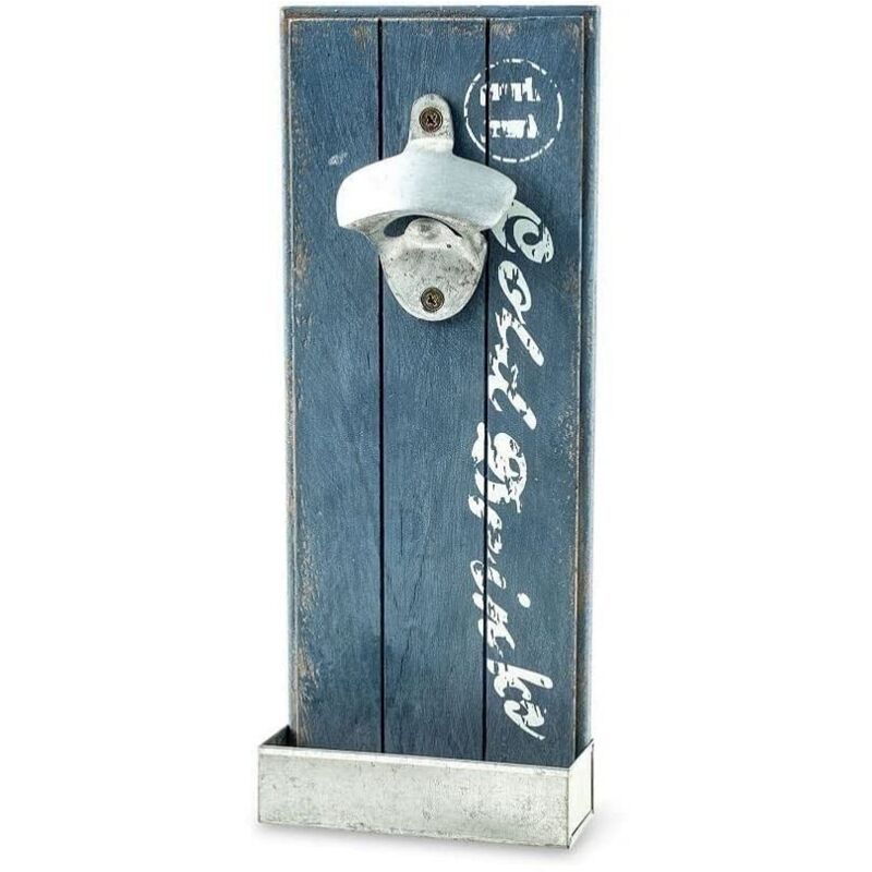 foto del prodotto 44578 apribottiglie da parete con pannello in legno e scritta in lingua tedesca pajoma