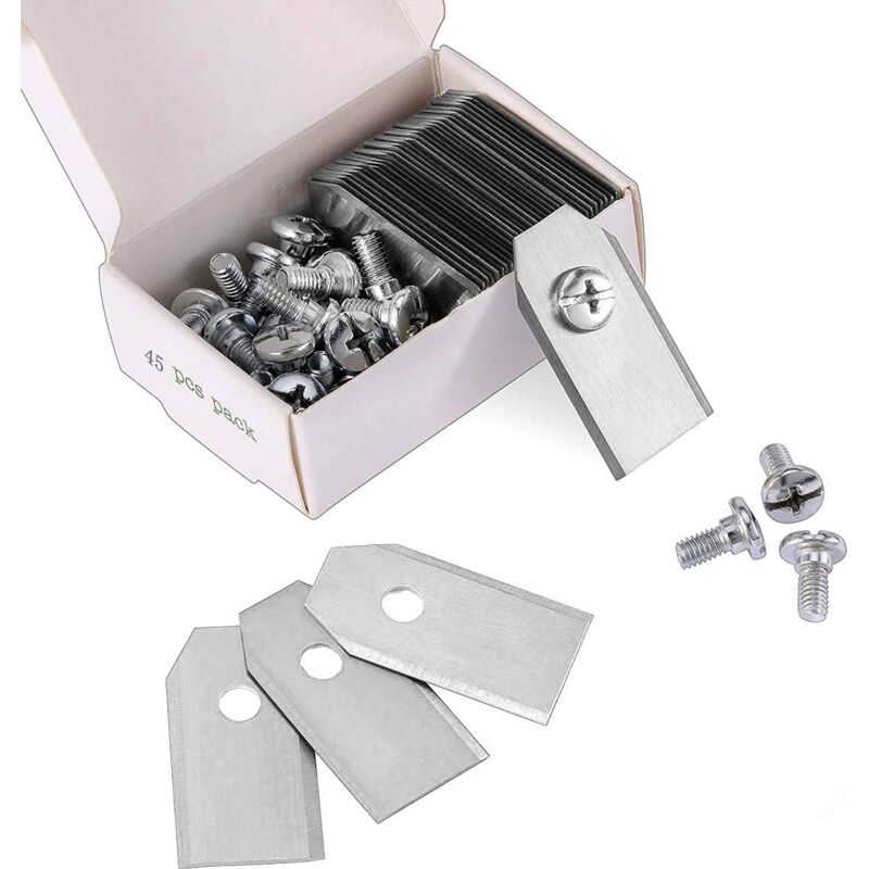 foto del prodotto 45 lame in titanio per tutti i tosaerba robotizzati husqvarn automower yardforce gardena 3 g 0,75 mm con 45 viti, lame di ricambio per modelli