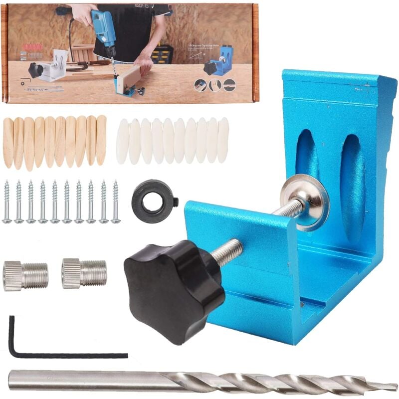 foto del prodotto 46 pezzi 850 heavy duty one piece aluminum pocket hole jig kit localizzatore di fori inclinati per lavorazione del legno per foratura angolare per falegnami giunti guida per lavorazione del legno loca