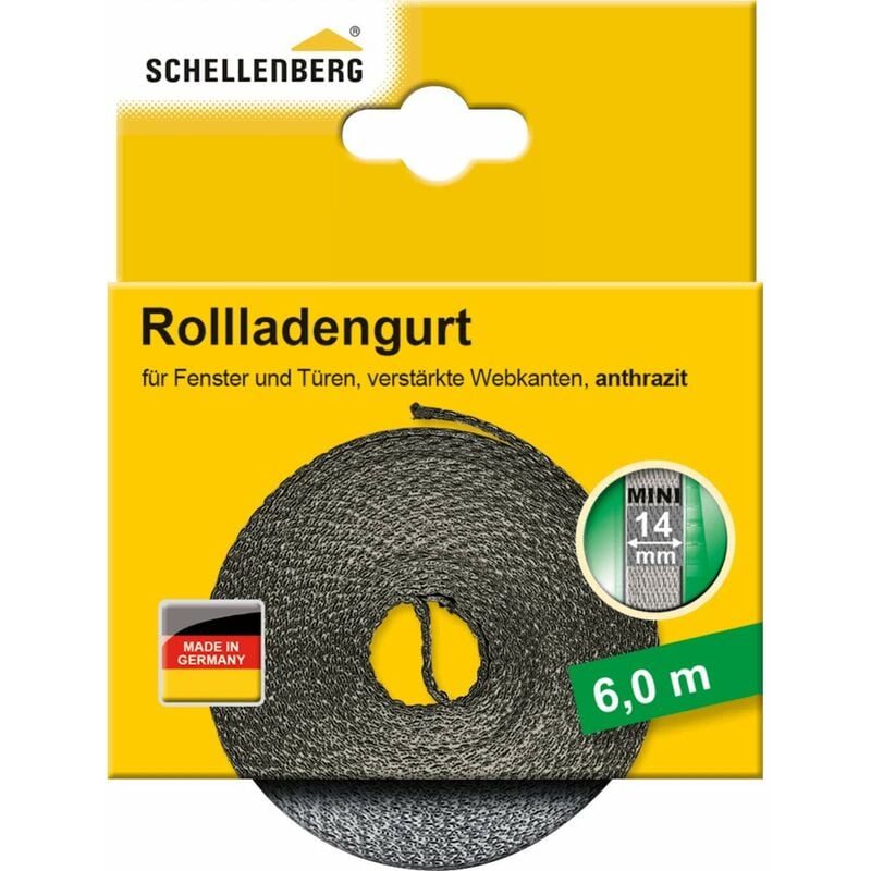 foto del prodotto 46010 cinghia per tapparelle mini 14 mm, 6 m, antracite schellenberg