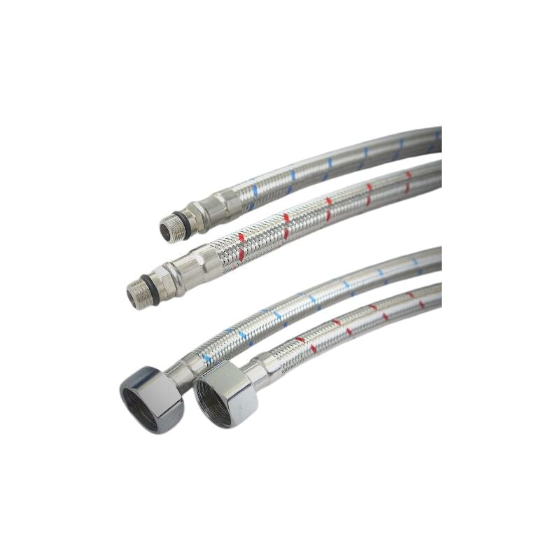 foto del prodotto 4605008 tubo flessibile per rubinetto 1 2 femmina, connettore per valvola ad angolo sottolavabo, raccordo intrecciato in acciaio inox 1 2 x m10 x