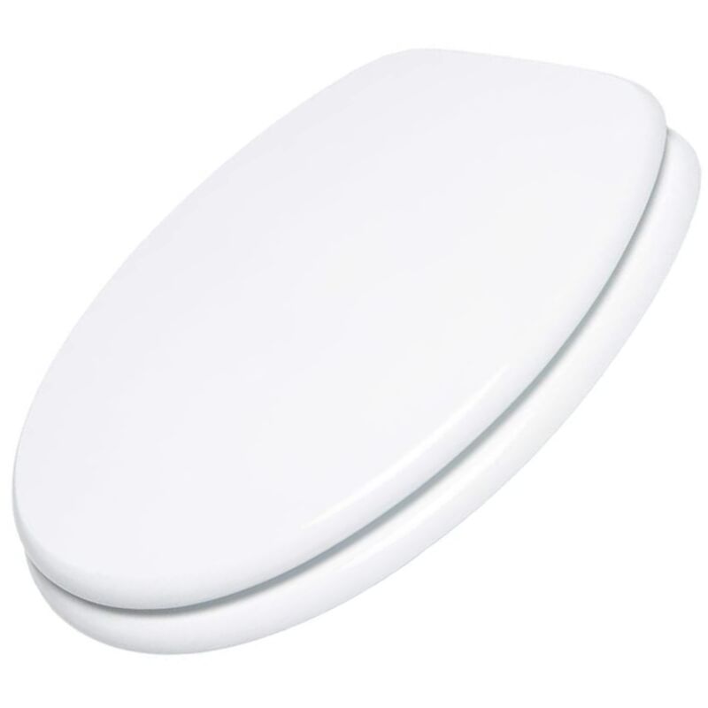 foto del prodotto 4638101 copriwater universale weser , tavoletta wc in legno laccato bianco, con cerniere regolabili, forma ovale, seduta comoda schl fer