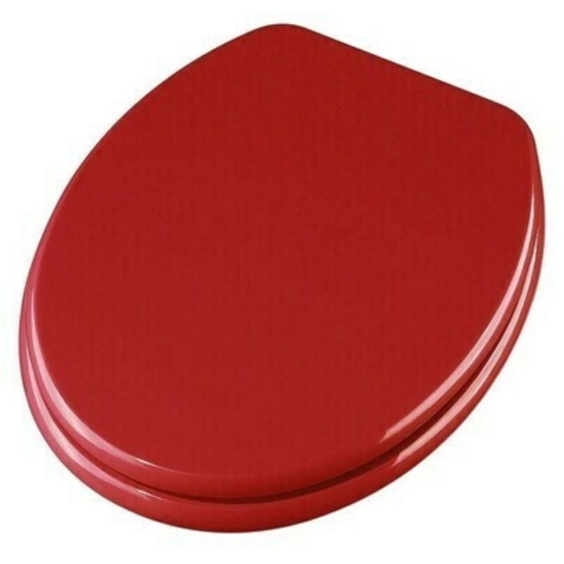 foto del prodotto 4638103 sedile copriwater universale rosso in mdf, copri wc, tavoletta coprivaso in legno weser forma ovale, cerniere regolabili in metallo
