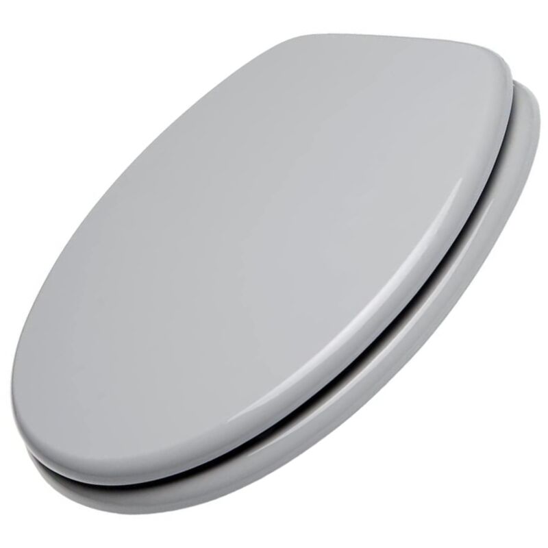 foto del prodotto 4638166 tavoletta wc universale, copriwater sedile wc in legno forma ovale, cerniere regolabili in metallo, colore grigio schl fer