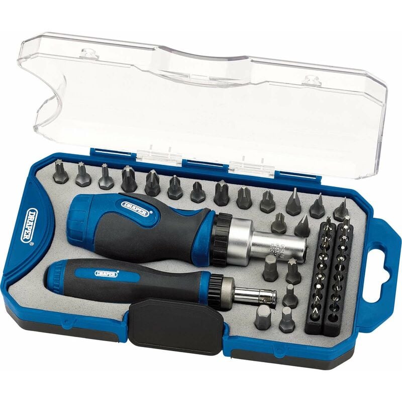 foto del prodotto 46479 - set di 42 cacciaviti e punte a cricchetto, colore blu - draper