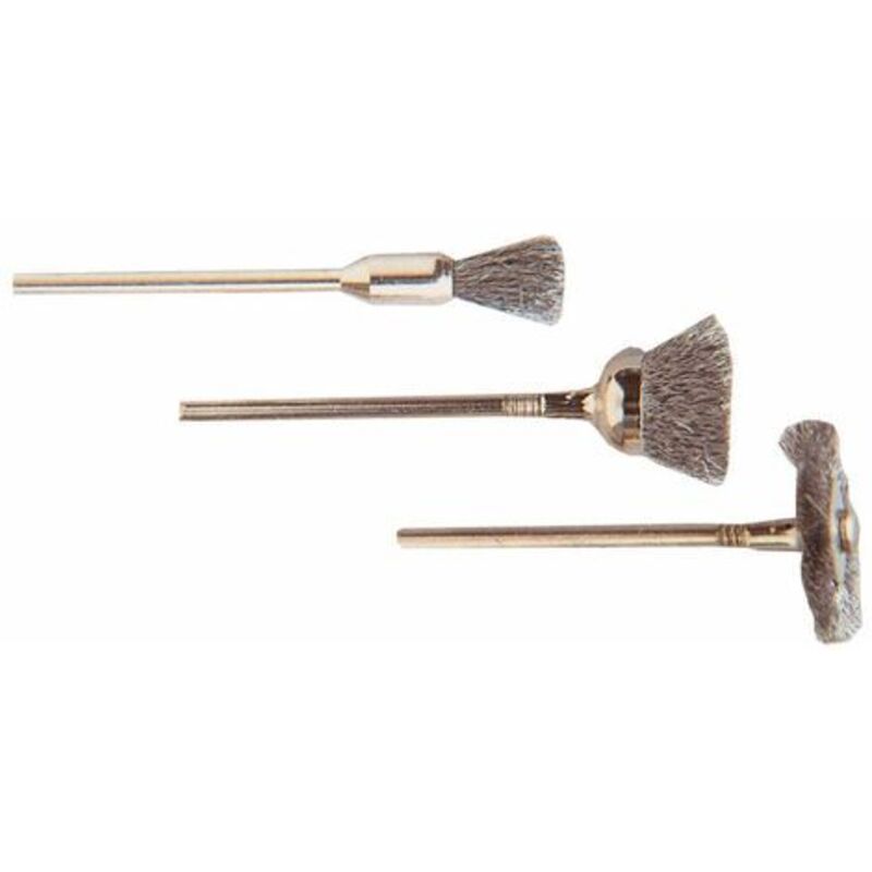 foto del prodotto 476.00 set 3 mini spazzole gambo 2,35 mm fili in acciaio spazzola - poggi