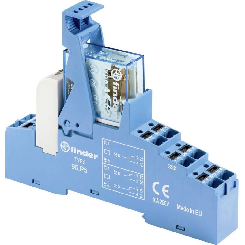 foto del prodotto 48.p8.9.024.0050 rel di accoppiamento 250 v ac, 400 v ac 2 scambi 1 pz. finder