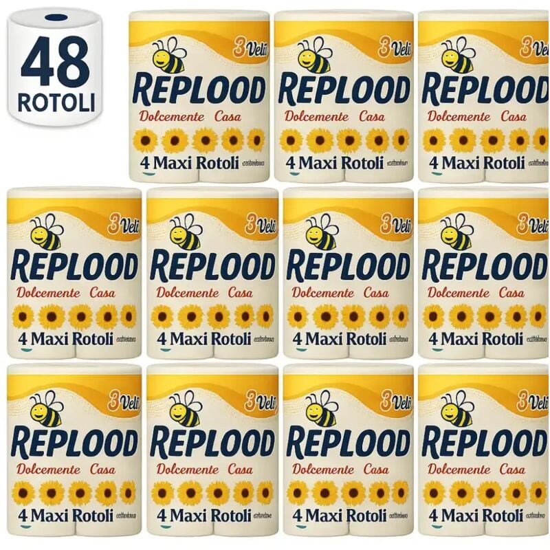 foto del prodotto 48 rotoli carta igienica 3 veli 24000 strappi total pura cellulosa made in italy