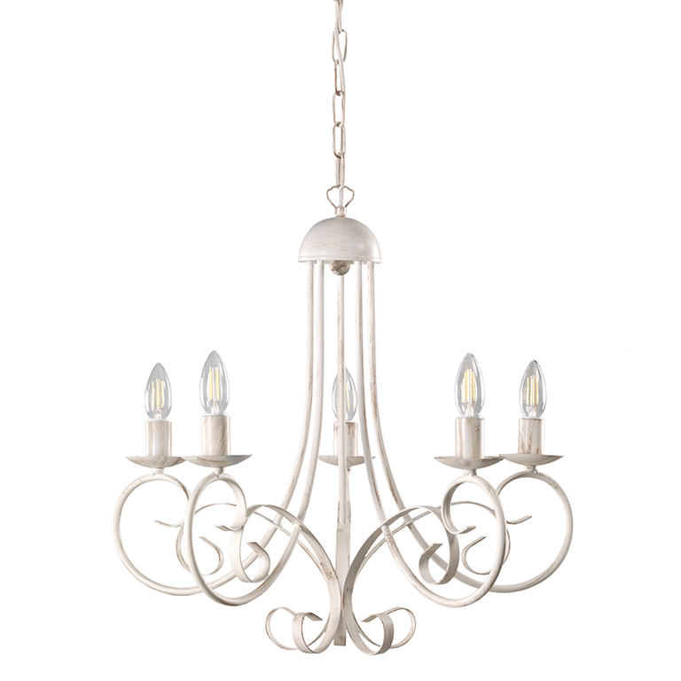 foto del prodotto 4885 5 lampadario pompei 5 luci bianco invecchiato