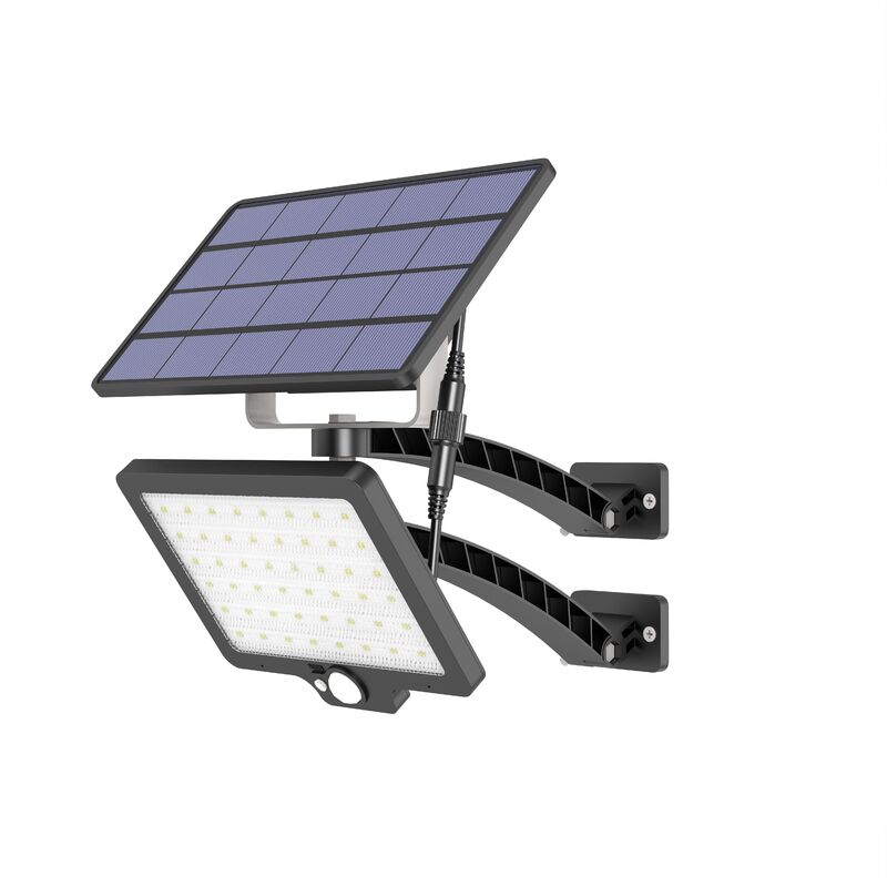 foto del prodotto 48led lampada solare da parete nero, sensore corpo, luce bianca, prolunga da 3 m comely