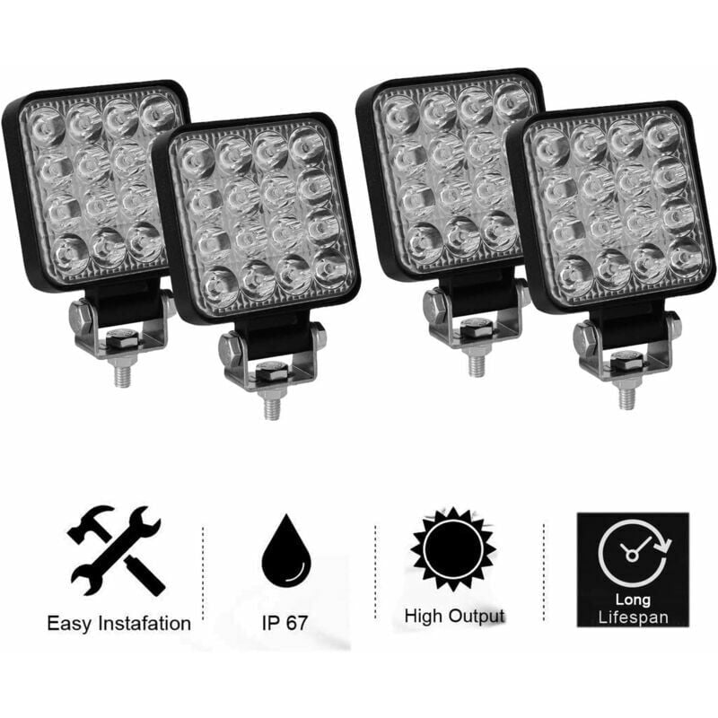 foto del prodotto 48w led luce di lavoro 3 pollici fendinebbia fuoristrada auto camion trattore 4 pezzi