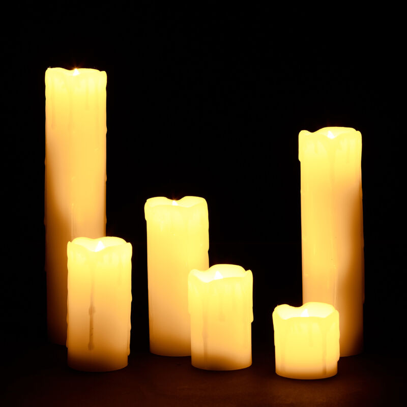 foto del prodotto 48x candele a led, set di candeline in cera vera senza fiamma, luce tremolante elettrica, batterie, 5 cm,crema