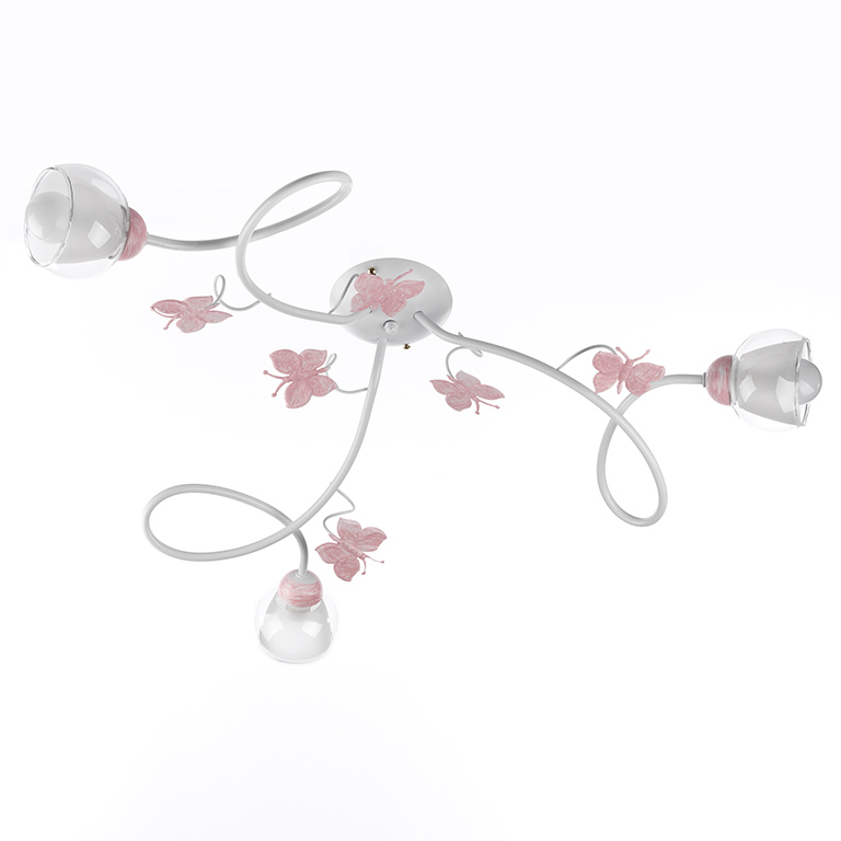 foto del prodotto 4924 pl3 plafoniera butterfly bianco rosa 3 luci