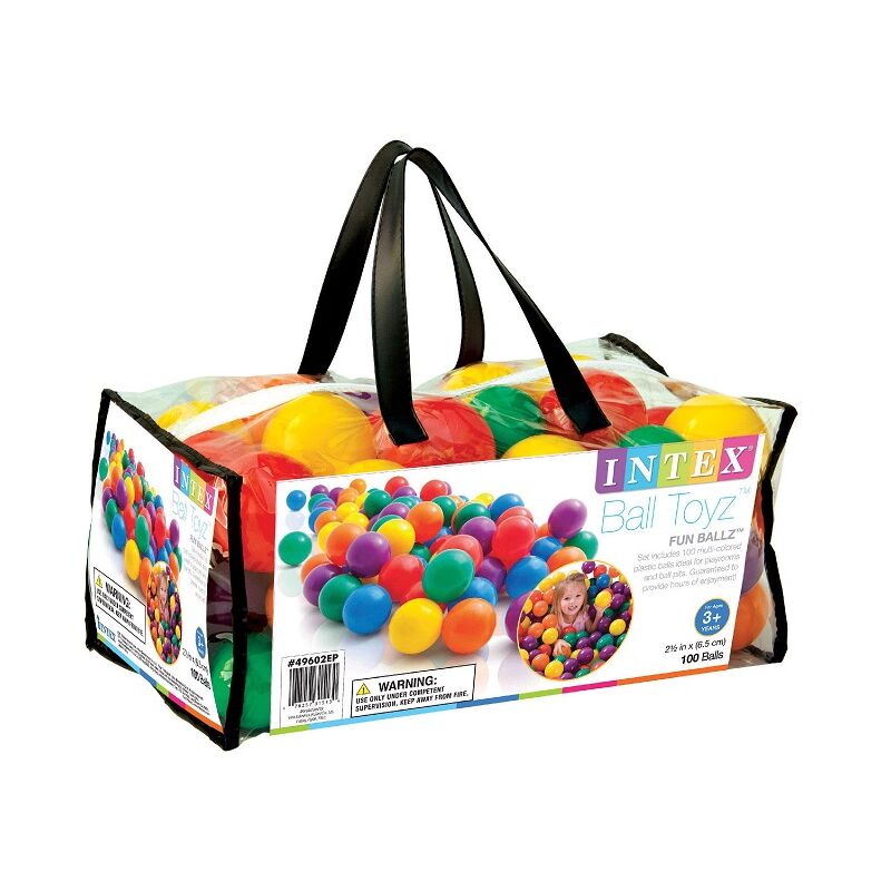 foto del prodotto 49602np set 100 palline fun ballz, plastica, multicolore, 6,5 cm intex