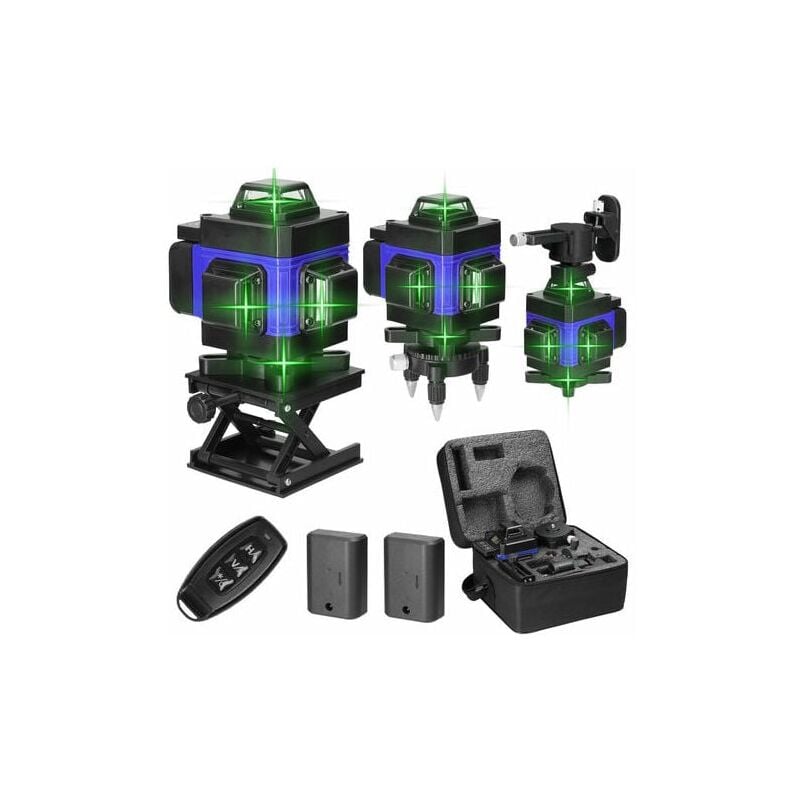 foto del prodotto 4d 16 linee laser livello 3 autolivellante macchina batteria al litio ricaricabile tramite usb con linee di inclinazione orizzontale verticale, blu
