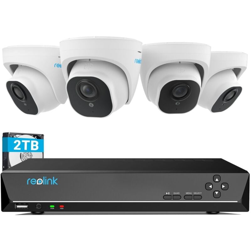 foto del prodotto 4k kit di videosorveglianza ip poe, intelligente rilevamento di persone e veicoli, 8ch 2tb nvr e 4x 8mp telecamera esterno poe impermeabile, visione