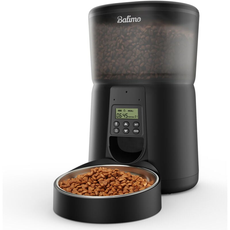 foto del prodotto 4l mangiatoia elettronica per animali domestici, con display lcd, stazione di alimentazione automatica per gatti e cani, programmabile, 4 pasti al