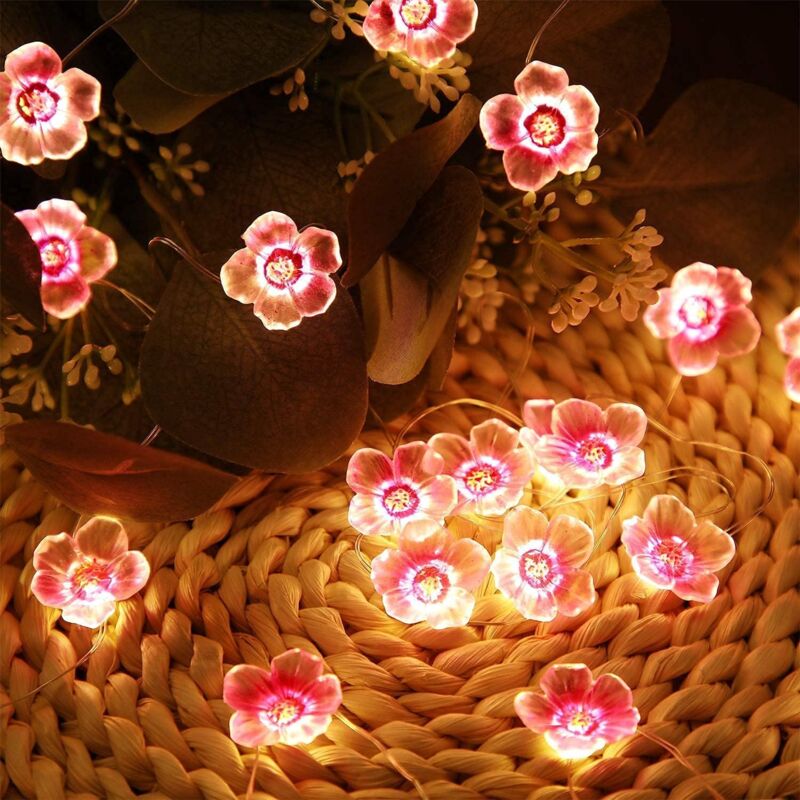 foto del prodotto 4m 40 led cherry blossom string lights, usb powered, luci di natale con telecomando, 8 modelli, funzione lampeggiante, per la stanza delle ragazze,