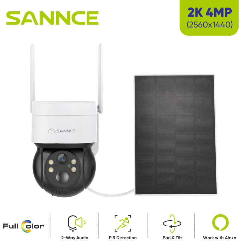 foto del prodotto 4mp telecamere sicurezza solari esterno telecamere a filo cctv visione notturna colori intelligente telecamere sannce