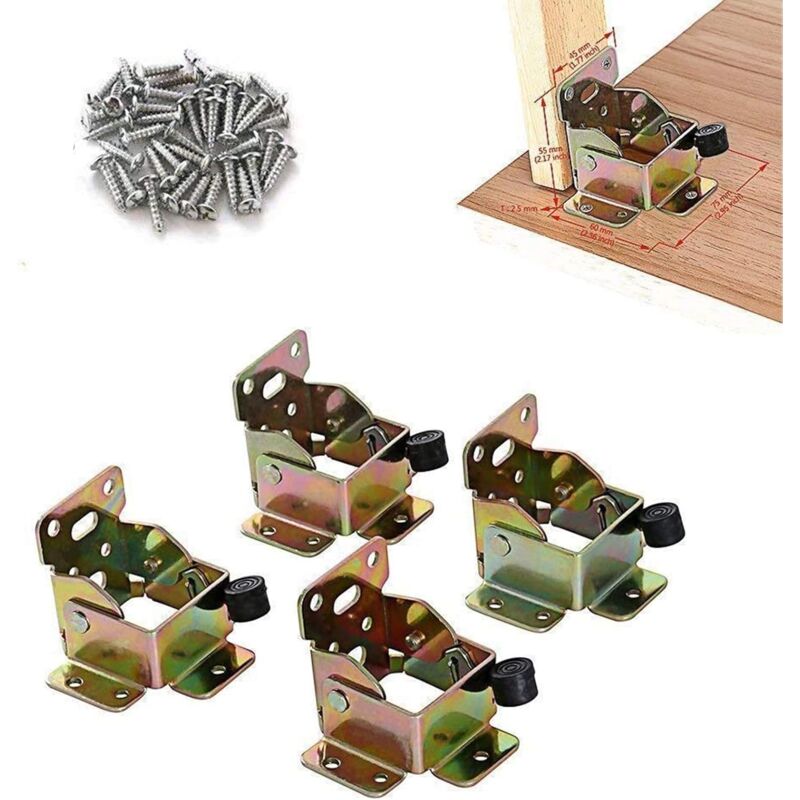 foto del prodotto 4pcs 75 x 60 x 55mm foldable locking extension table bed leg feet collapsible clamp bracket with 40pcs screws