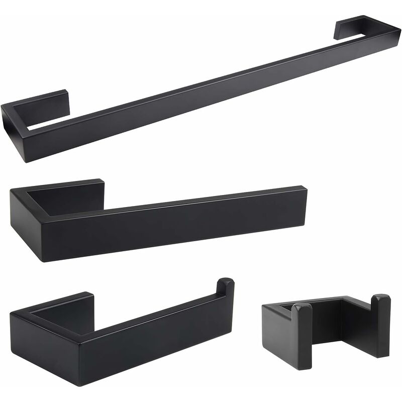 foto del prodotto 4pcs accessori bagno set nero 304 acciaio inossidabile 40cm portasciugamani porta carta igienica 14cm porta salviette gancio asciugamani